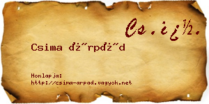 Csima Árpád névjegykártya